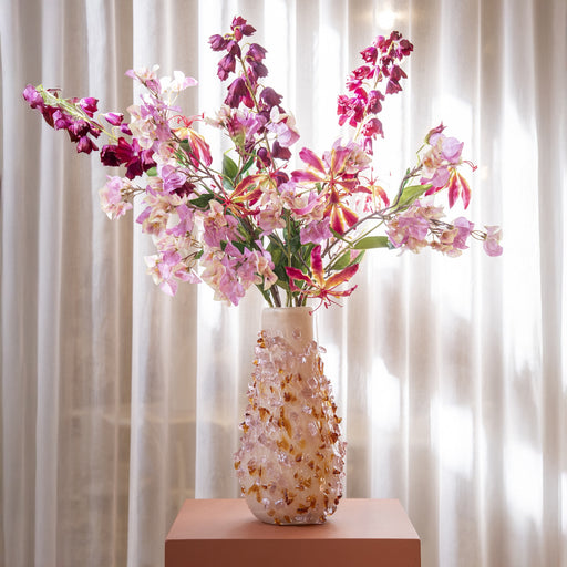 By-Boo Vaas Quartz Glas, 40cm hoog - Oranje