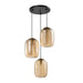 QUVIO Eettafel hanglamp - 3 lichts - Metaal - Glas - Bruin