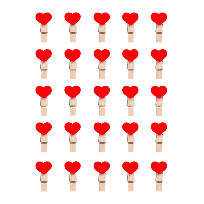 QUVIO Wasknijpers mini - 25 stuks - Hout - Rood