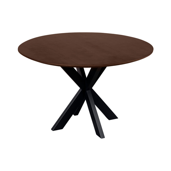QUVIO Eettafel Sofia - Rond - Ø 120 cm - Stalen kruispoot - FSC® gecertificeerd mangohout - Bruin