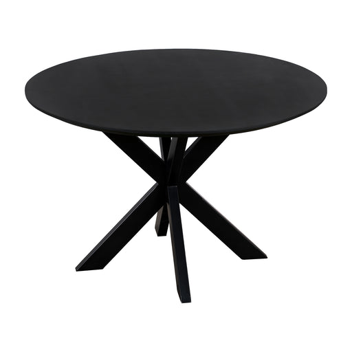 QUVIO Eettafel Sofia - Rond - Ø 130 cm - Stalen kruispoot - FSC® gecertificeerd mangohout - Zwart