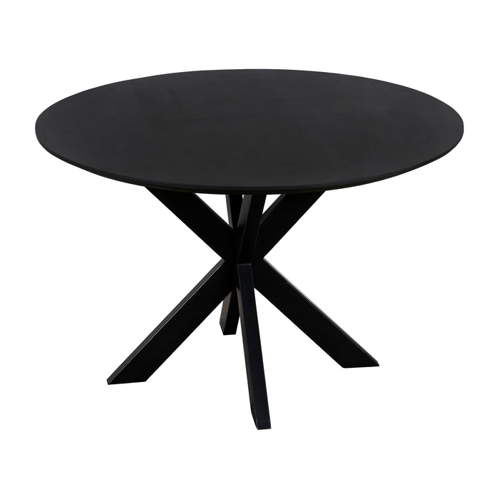 QUVIO Eettafel Sofia - Rond - Ø 130 cm - Stalen kruispoot - FSC® gecertificeerd mangohout - Zwart
