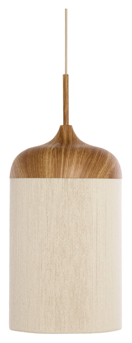 Light & Living Hanglamp Dania Houtlook en touw, 22cm - Bruin - Japandi
