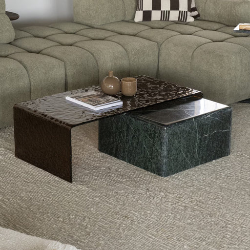 By-Boo Salontafel Ripple Glas, 110 x 55cm - Bruin