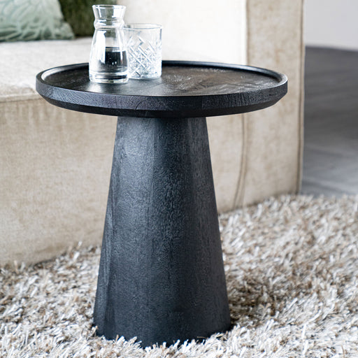 Eleonora Ronde Bijzettafel Ron Mangohout - Zwart, 46cm - Japandi