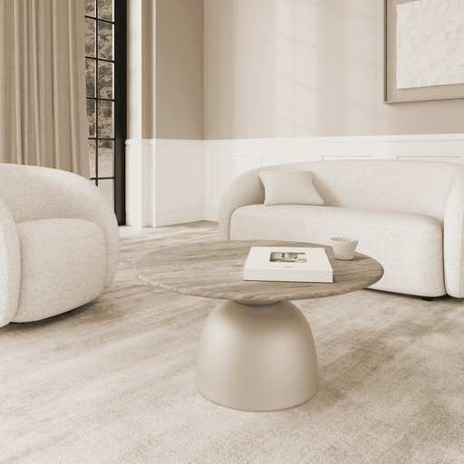 Sohome Ronde Salontafel Charis Marmer, 80cm - Beige - ThatLyfeStyle