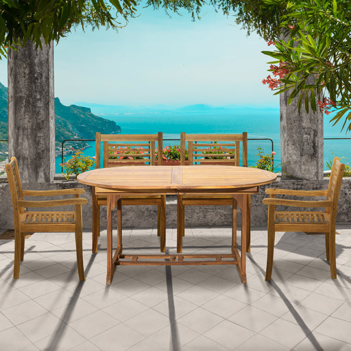 Artistiq Living Tuinset Larissa 4 stoelen + 1 uitschuifbare tafel, Acaciahout - Ovaal