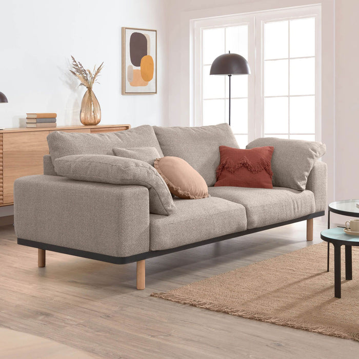 Kave Home 3-zits Bank Noa met kussens - Beige / Naturel