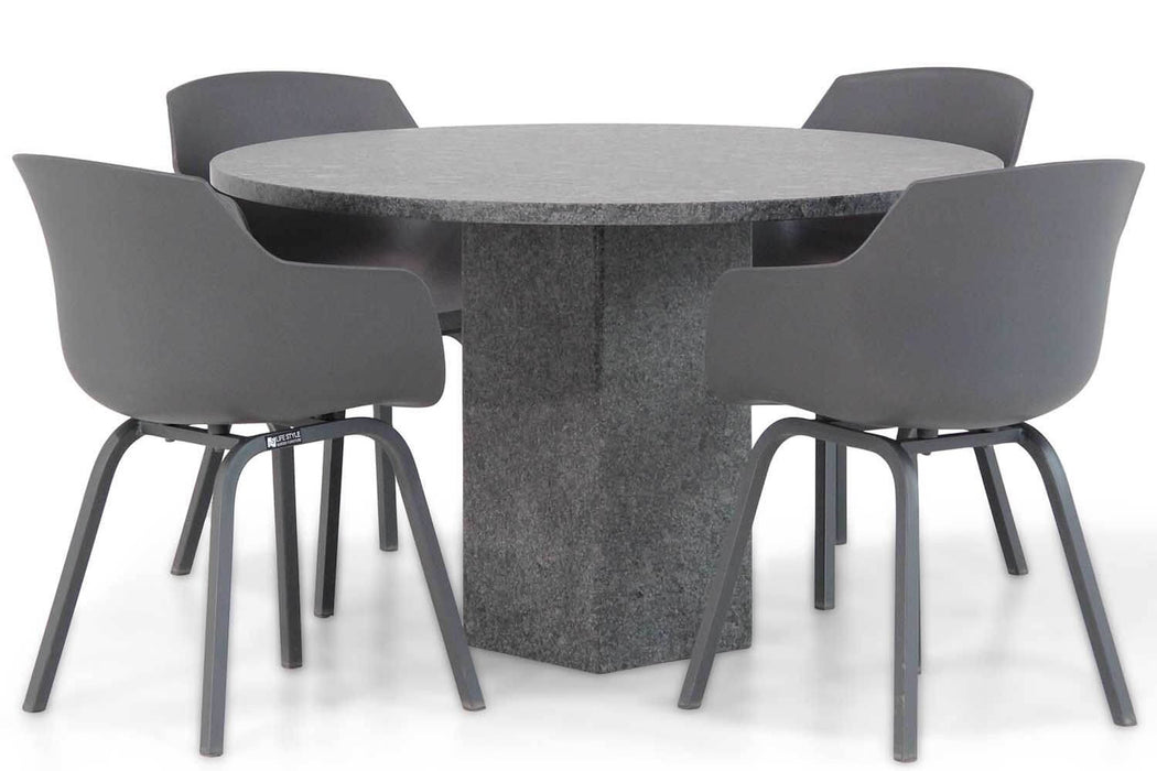 Lifestyle Salina/Graniet rond 120 cm dining tuinset 5-delig