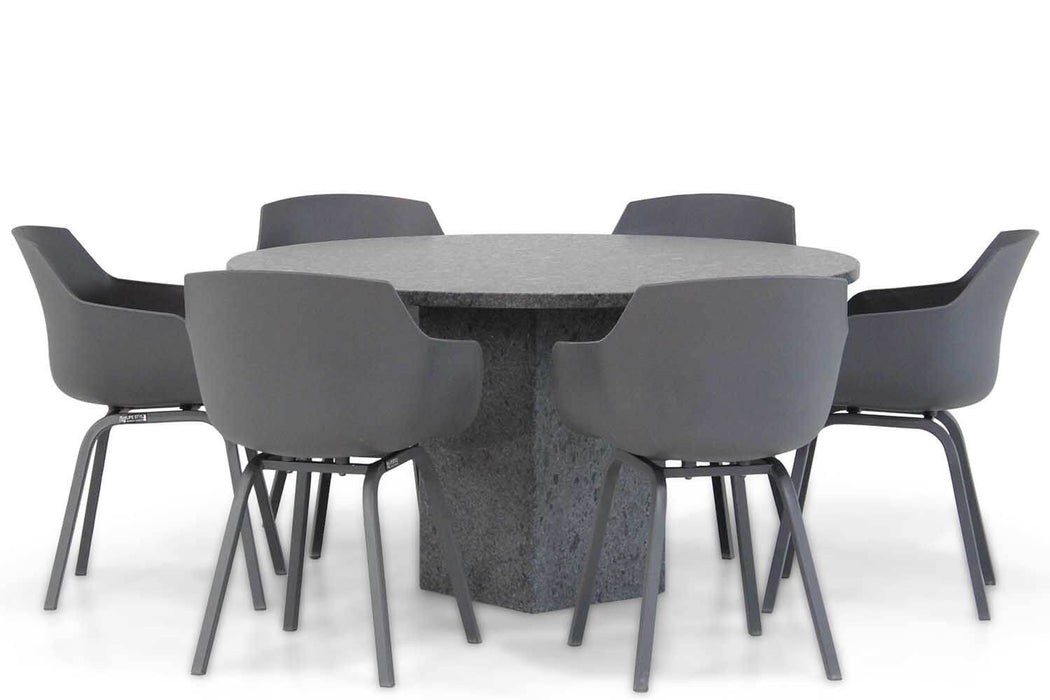 Lifestyle Salina/Graniet rond 140 cm dining tuinset 7-delig