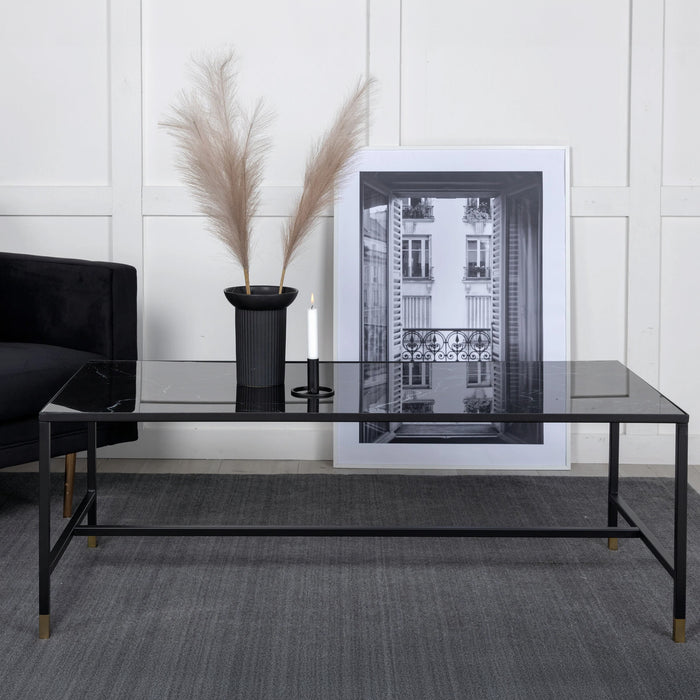 Nohr Salontafel Shaindy Marmerlook, 130 x 60cm - Zwart - ThatLyfeStyle