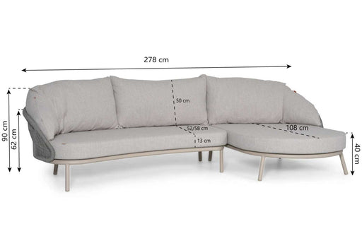 Santika Pebble hoek loungeset organisch (open bank rechts, chaisse longue links)