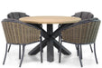 Santika Tika/Rockville 120 cm rond dining tuinset 5-delig