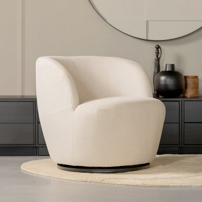 WOOOD Draaifauteuil Serra Woven - Off White - Japandi - Exclusive