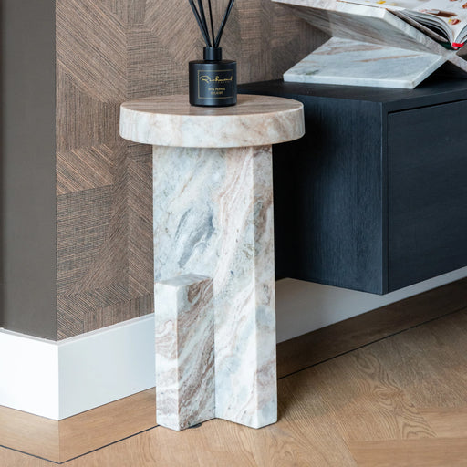 Richmond Ronde Bijzettafel Sion Marmer, 30cm - Bruin
