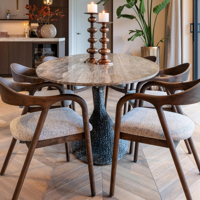 Richmond Ovale Eettafel Russo Travertin en brass, 235 x 110cm - Bruin - Ovaal