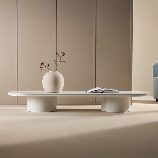 Nohr Ovale Salontafel Shundrika MDF Steenlook, 190 x 60cm - Beige - Ovaal