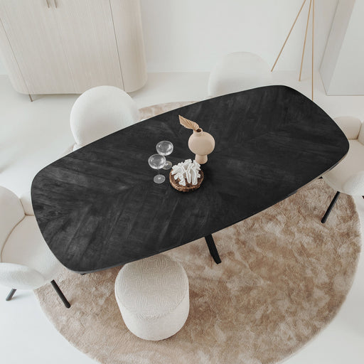 Tower Living Eettafel Silvi Deens ovaal Mangohout 180 x 100cm - Zwart - Japandi