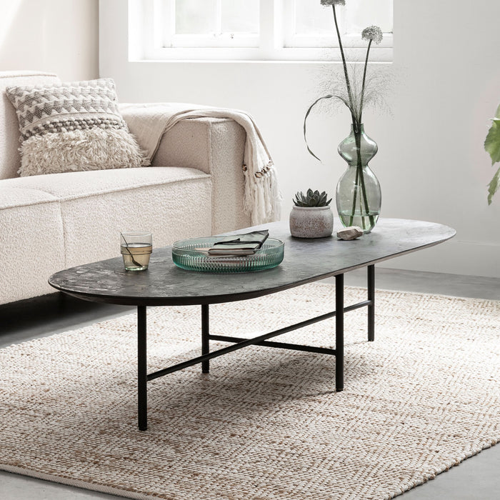 DTP Home Ovale Salontafel Soho Betonlook, 150 x 60cm - Zwart - Ovaal