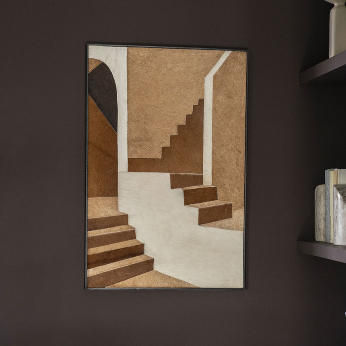 By-Boo Wandpaneel Stairs Leer, 77 x 52cm - Bruin