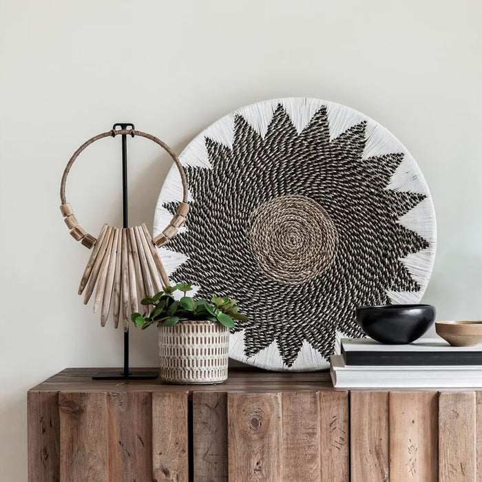MUST Living Wandpaneel Star Zeegras, 31cm - Bruin,Wit,Zwart