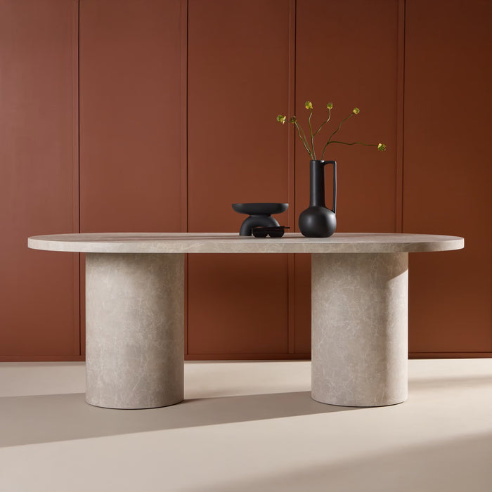 Nohr Ovale Eettafel Shundrika Marmerlook, 200 x 100cm - Grijs - Ovaal