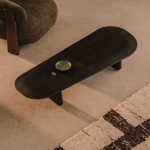Kave Home Organische Salontafel Pirita Eikenhout, 146 x 64cm - Zwart - ThatLyfeStyle
