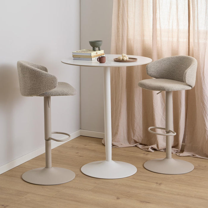 Bendt Ronde Bartafel Tempest Keramiek met marmerprint, 80cm - Wit
