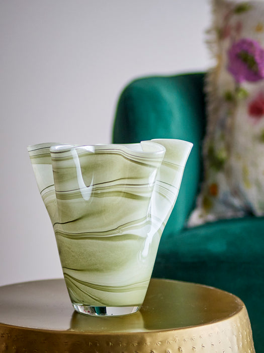 Bloomingville Vaas Toryn, Glas, 24cm - Groen