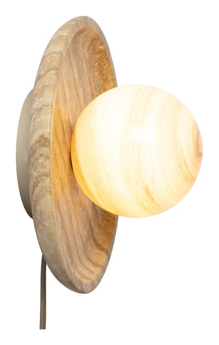 it's about RoMi Wand-/plafondlamp Tivoli Travertin & Glas, Ø25cm - Zand
