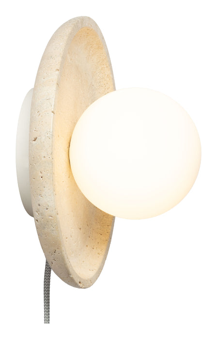 its about RoMi Wand-/plafondlamp Tivoli Travertin & Glas, Ø25cm - Wit