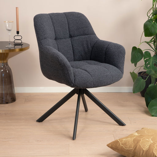 Sohome Draaibare Eetkamerstoel Almar Bouclé - Antraciet - ThatLyfeStyle