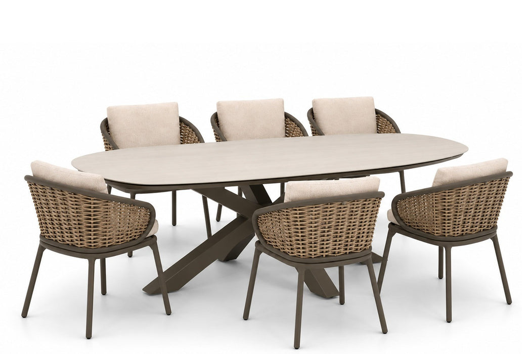 Apple Bee Pine Key/Voyage 240x120 cm dining tuinset 7-delig