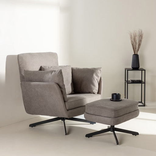 Nohr Fauteuil Crystie Met voetenbank, Bouclé - Grijs