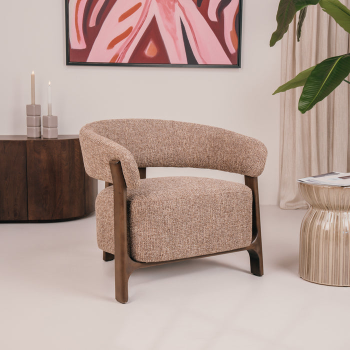 Richmond Fauteuil Dalara Tweed stof en beukenhout - Bruin