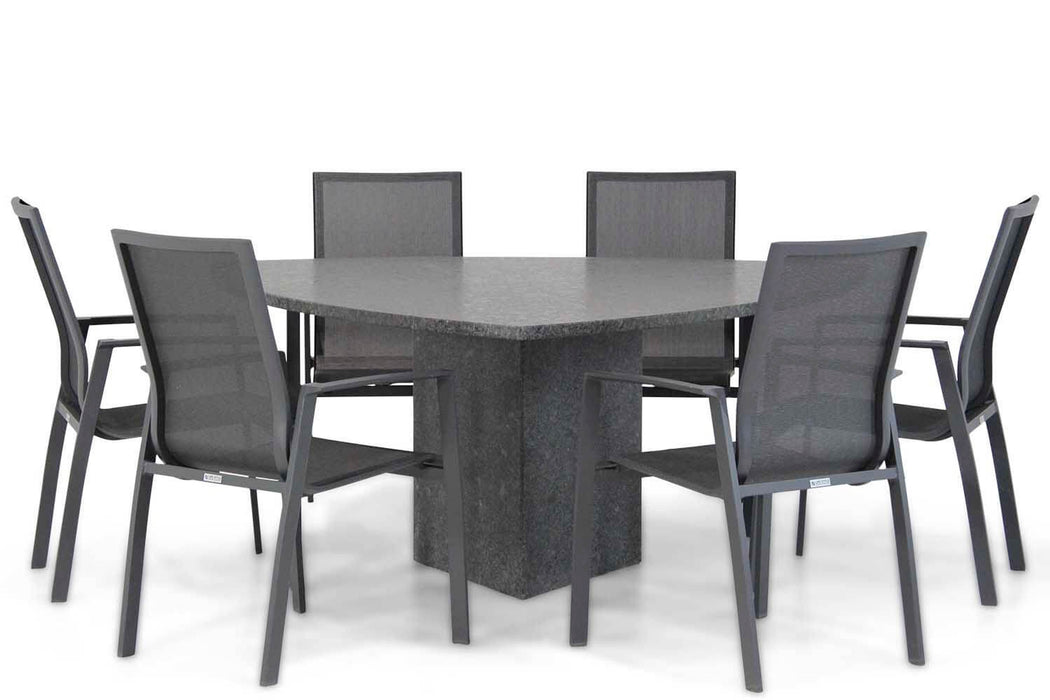 Lifestyle Ultimate/Graniet 170 cm triangel dining tuinset 7-delig