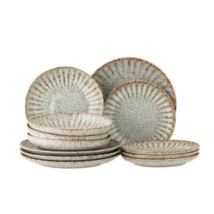 Bloomingville Serviesset Fleur Set van 12 stuks - Naturel
