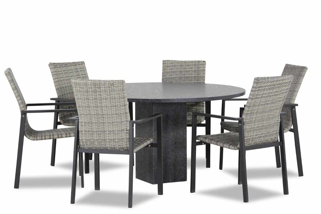 Lifestyle Upton/Graniet triangel 170 cm dining tuinset 7-delig