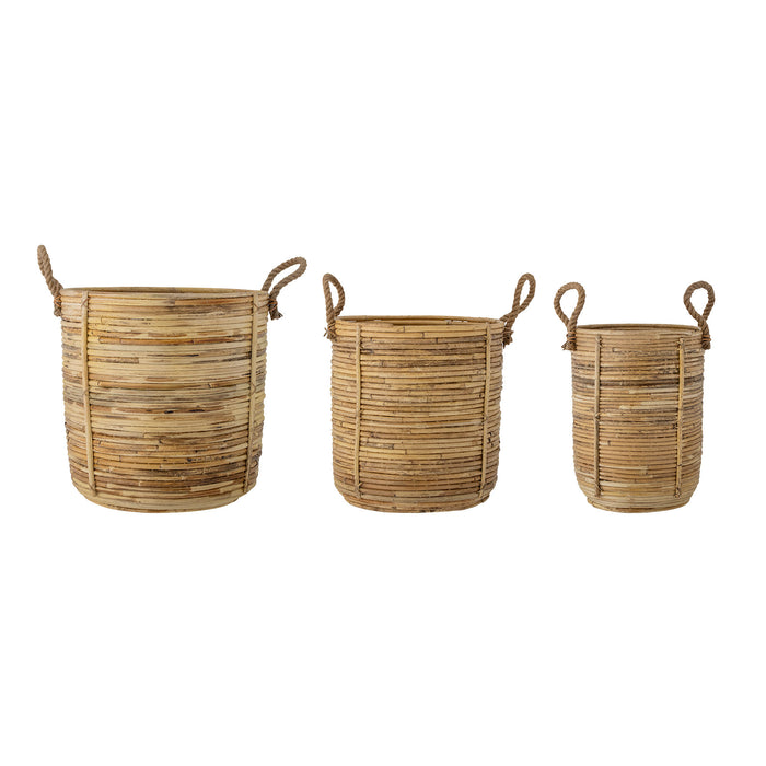 Bloomingville Mand Tesser, Rotan, Set van 3 stuks - Naturel