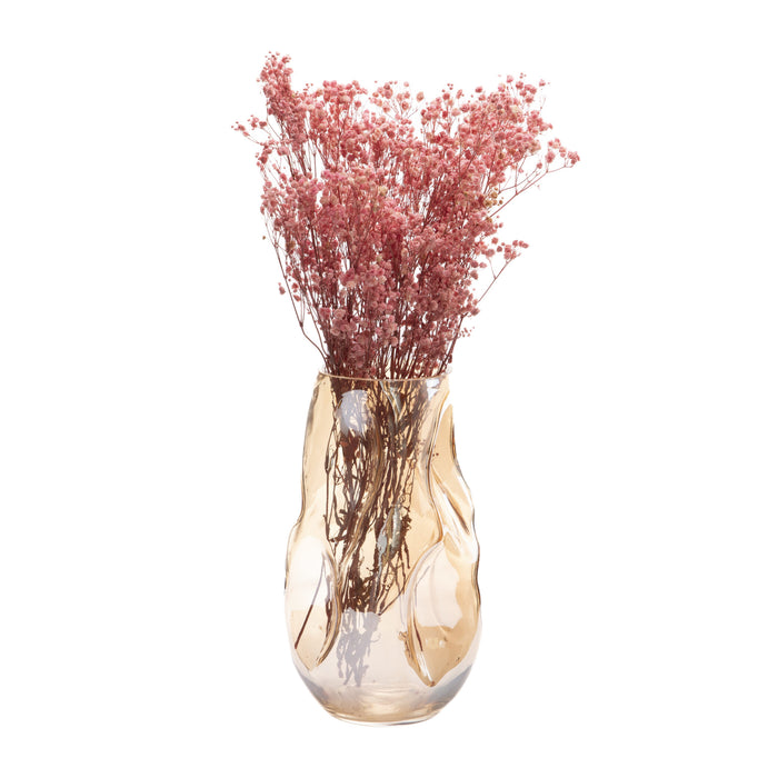 QUVIO Vaas gekreukt - Maat L - Glas - Beige