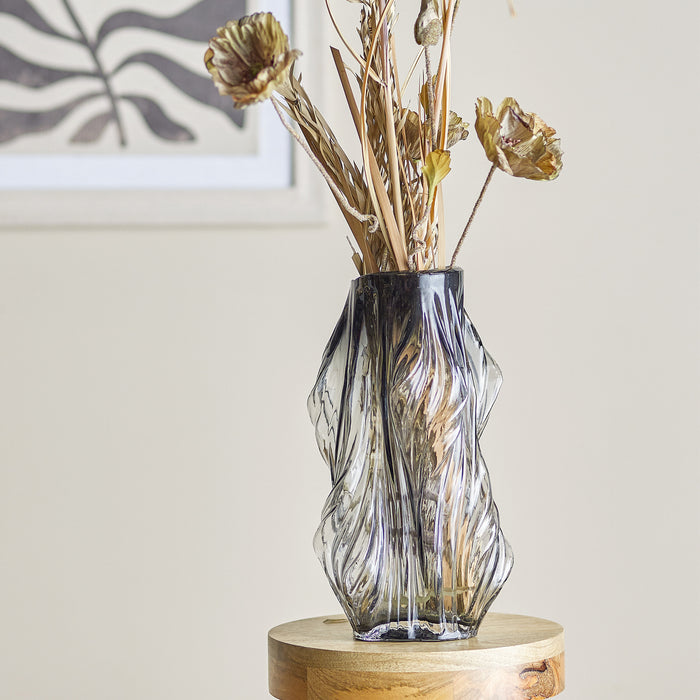 Bloomingville Vaas Tulla, Glas, 32cm - Grijs