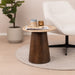 Livingfurn Ronde Bijzettafel Valentino Mangohout en Travertin, 44cm - Bruin