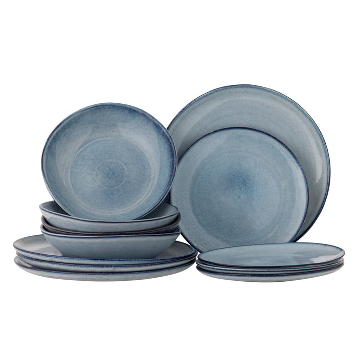 Bloomingville Serviesset Sandrine Set van 12 stuks - Blauw