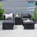 Nohr Loungeset Valari 2 loungestoelen, hockers en tafel - Zwart