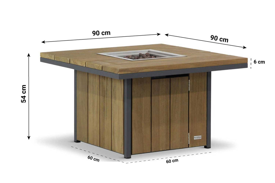 Lifestyle Seaside lounge vuurtafel 90 x 90 cm antraciet