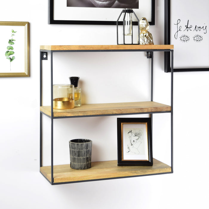 Urban Interiors Wandrek Wally Mangohout en metaal, 45 x 45cm - Bruin,Hout