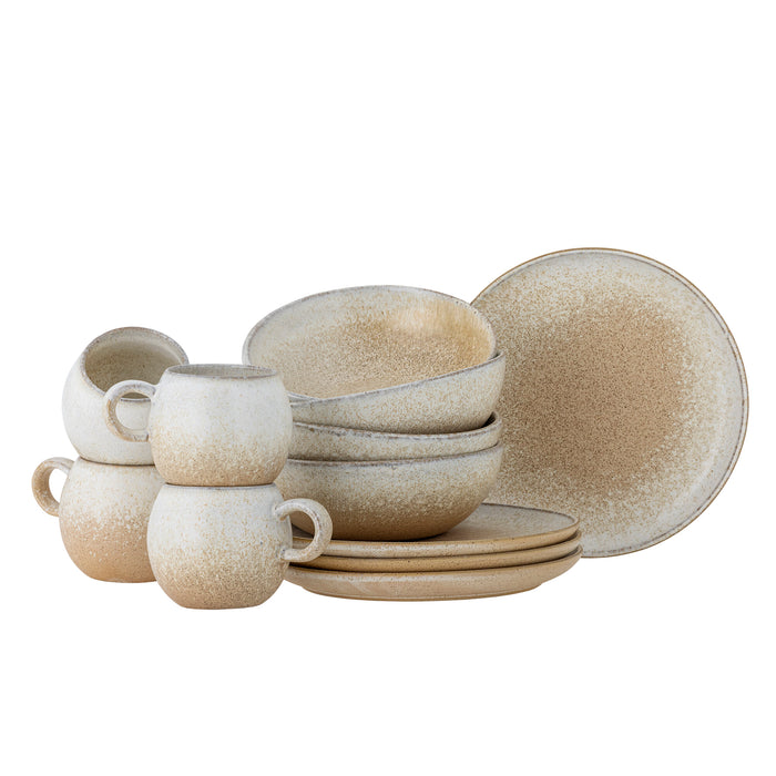 Bloomingville Serviesset Paula Set van 12 stuks - Naturel