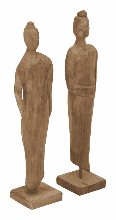 MUST Living Ornament Mr&Mrs Kim Teakhout, Set van 2 stuks - Naturel