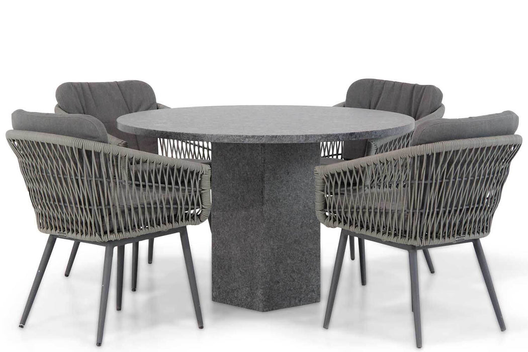 Lifestyle Western/Graniet 120 cm rond dining tuinset 5-delig - 10009