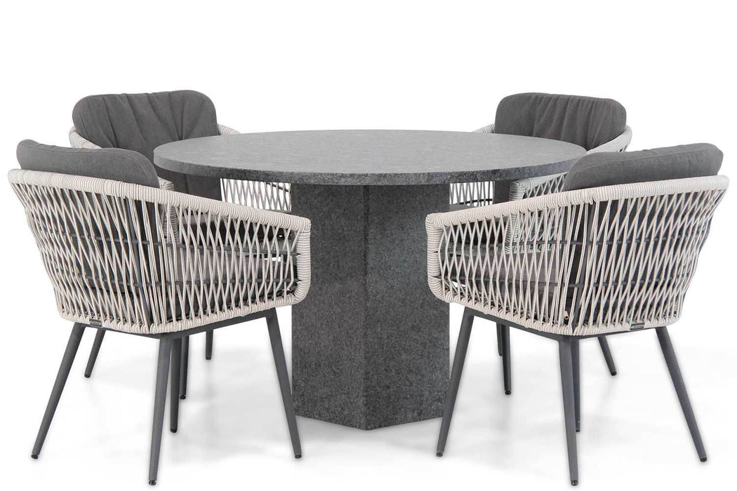Lifestyle Western/Graniet 120 cm rond dining tuinset 5-delig - 17620